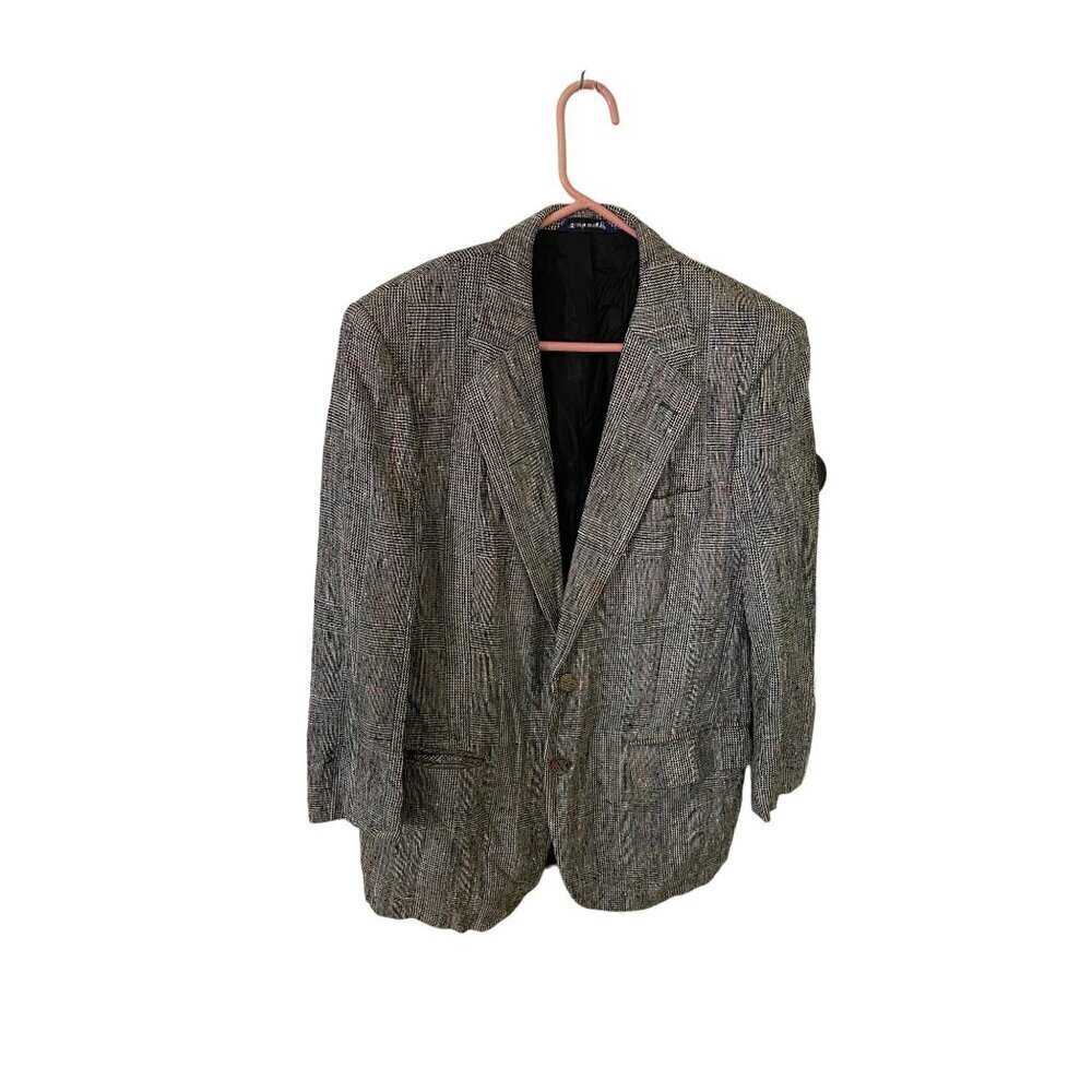 Vintage Burberry 90's Men's Grey Blazer 100% Silk Cohn Turner - XL